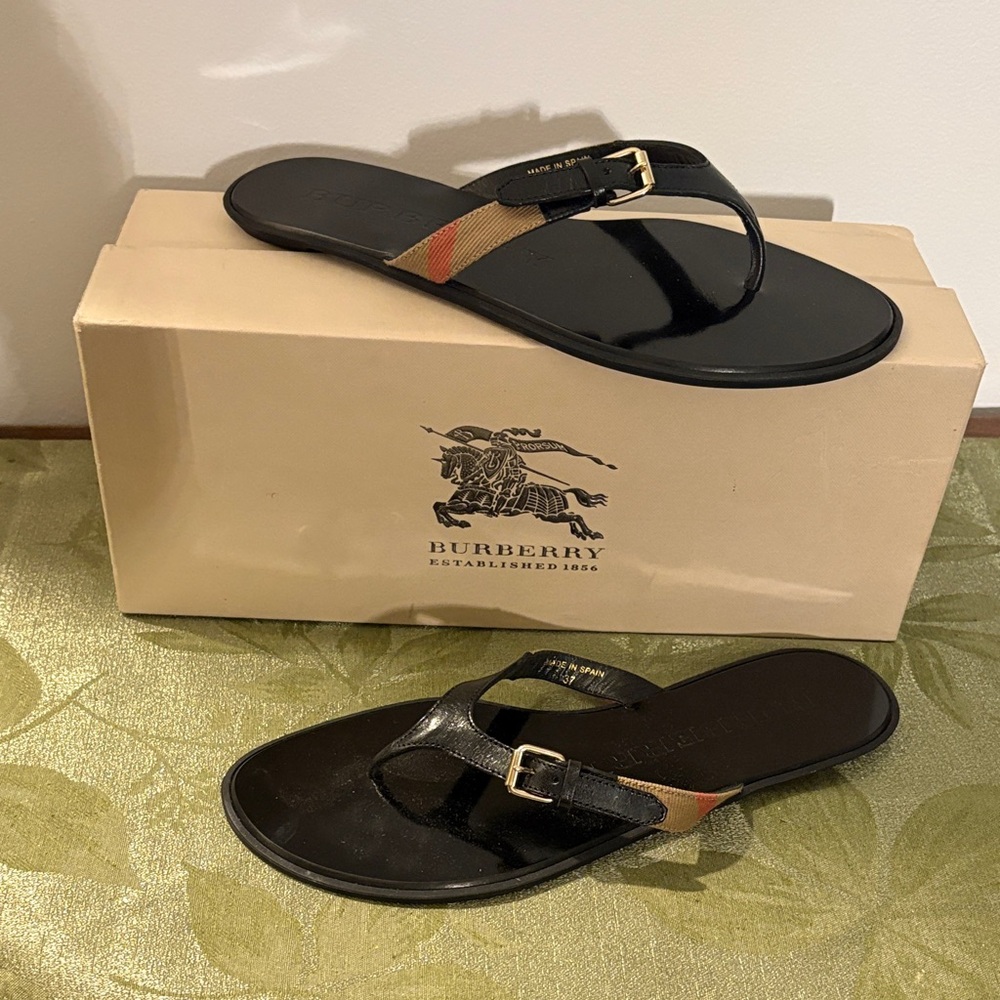 Burberry Black Slides with Signature Check